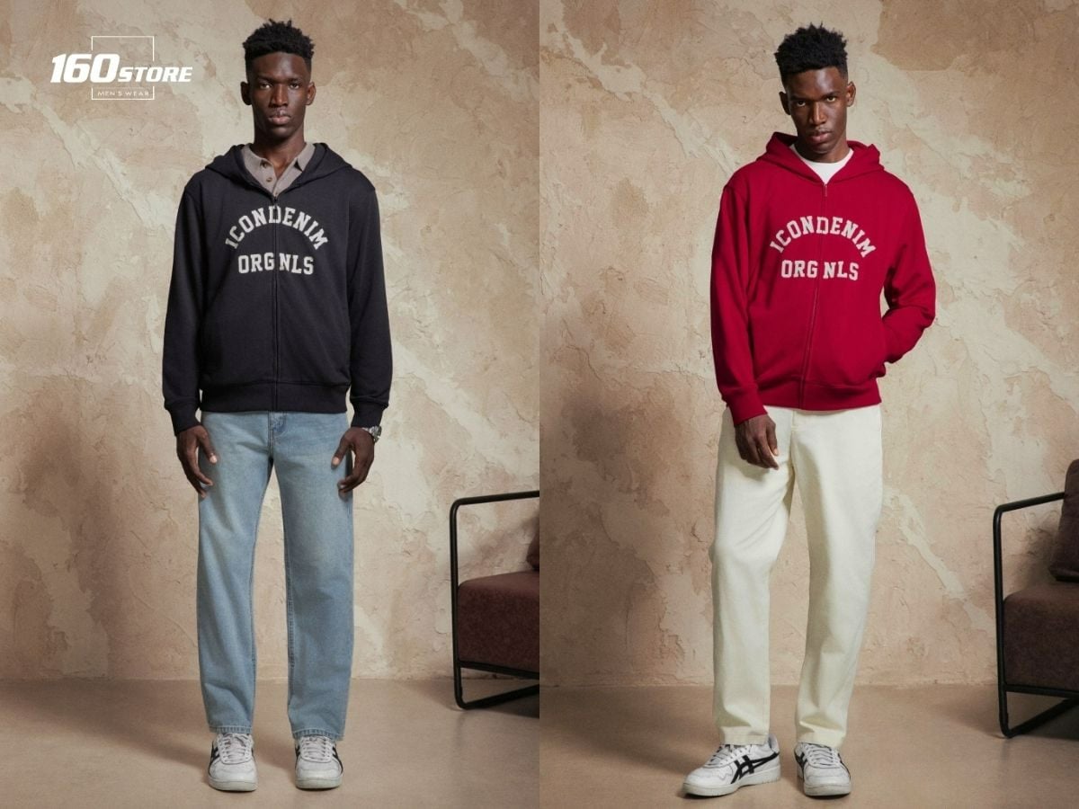 Trang phục hoodie zip và quần jeans thoải mái cho người bận rộn