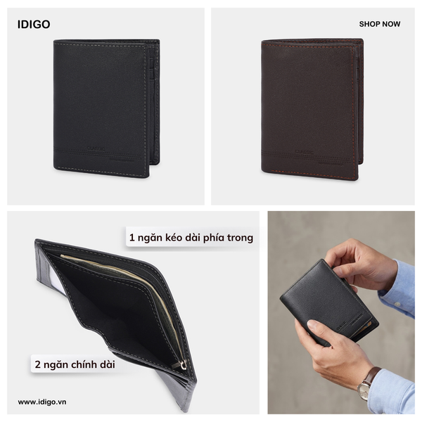 Ví nam cầm tay lịch lãm tiện lợi IDIGO MW1-4328