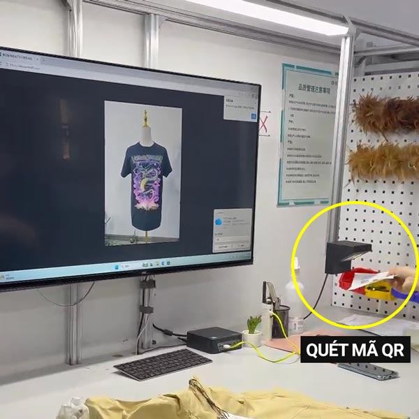 quét mã qr in áo thun tự động