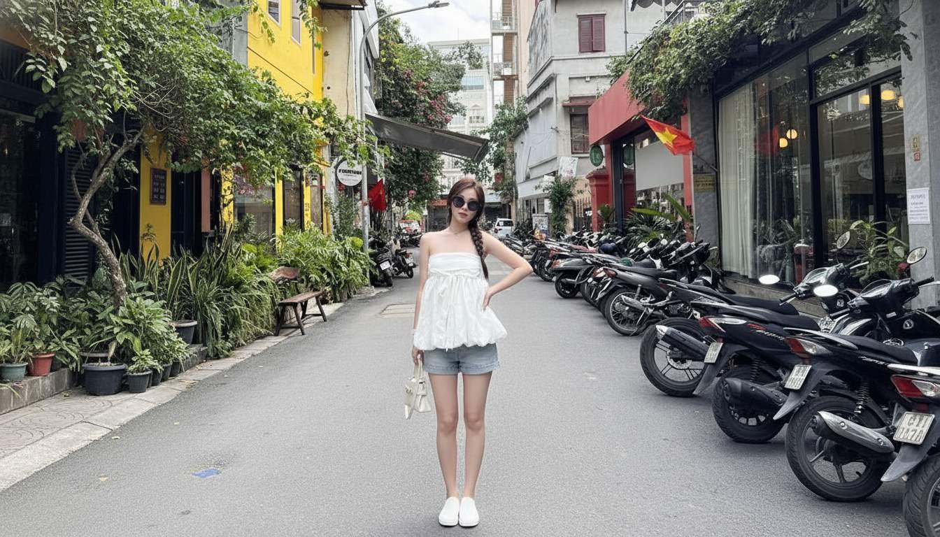 Áo baby doll phối quần short năng động và thoải mái