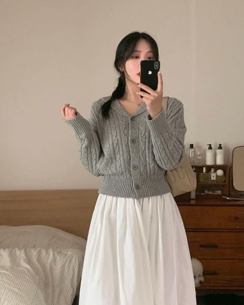 Công thức phối đồ với chân váy dài - áo cardigan