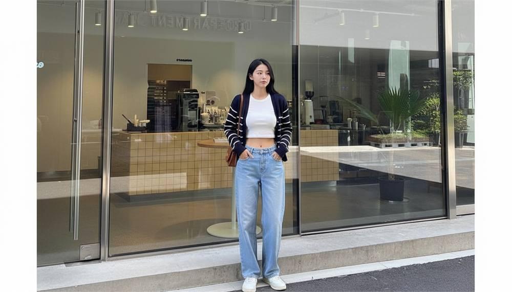 Quần jean ống đứng phối áo theo phong cách trẻ trung năng động