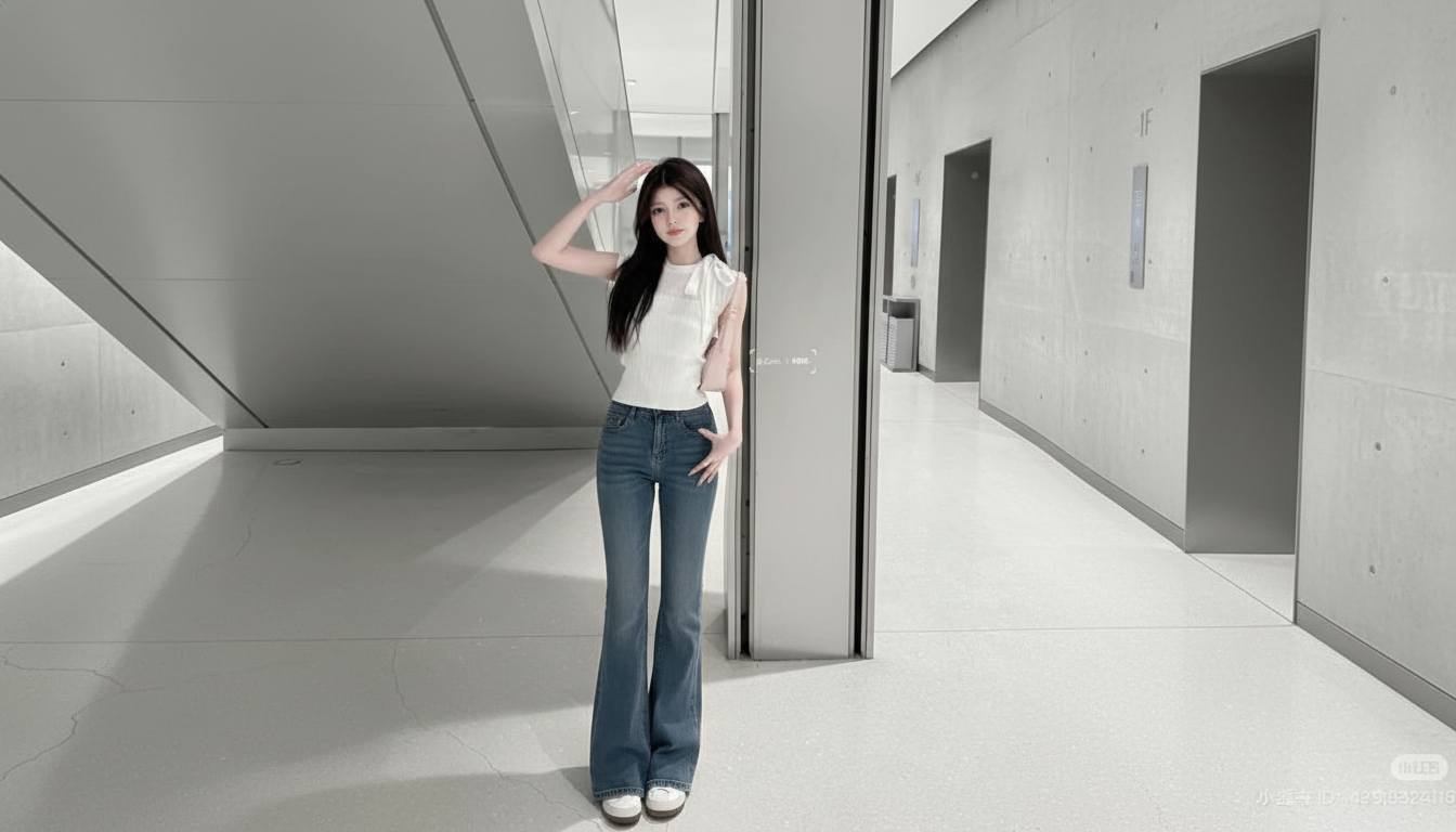 Bảng màu sạch giúp dáng quần jean ống loe lên đẹp và hiện đại hơn