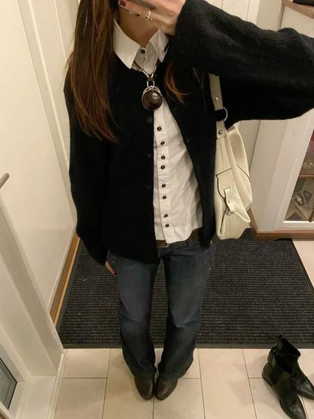 Mix đồ với giày oxford nữ - sơ mi + cardigan