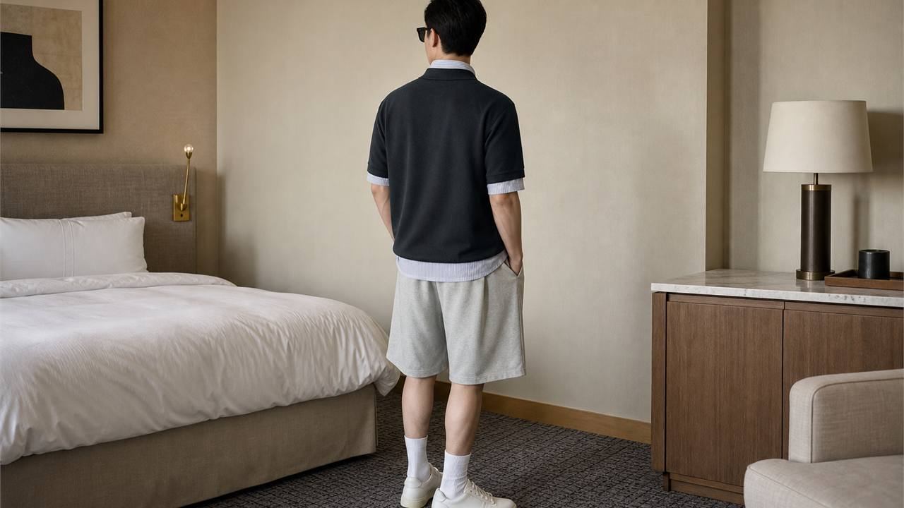 Chọn áo đủ gọn và rõ phom khi phối với quần short nam