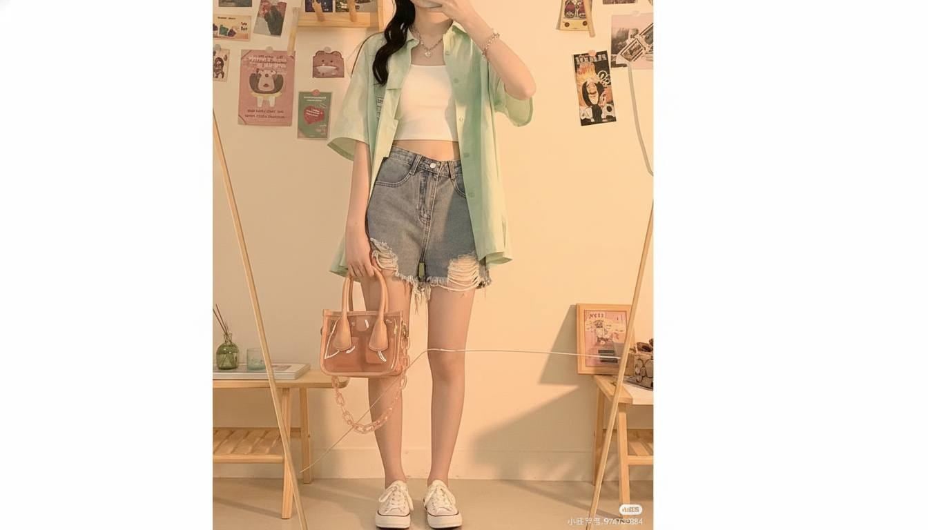 Áo thun gọn ít chi tiết giúp phối áo sơ mi với áo thun nữ không bị rối