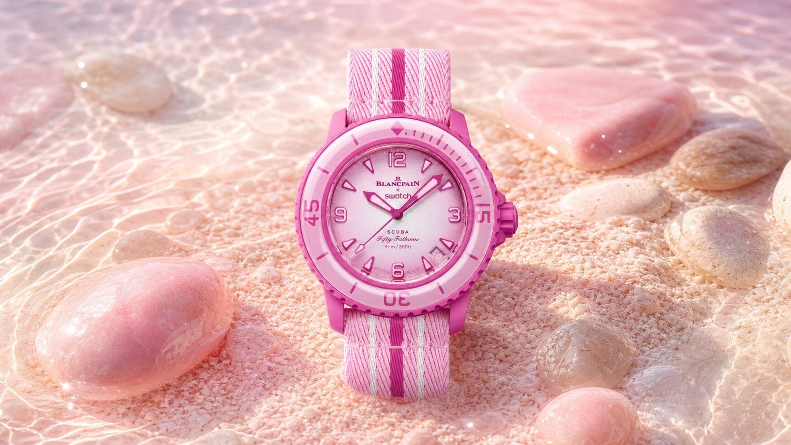 Blancpain x Swatch Pink Ocean màu hồng nổi bật