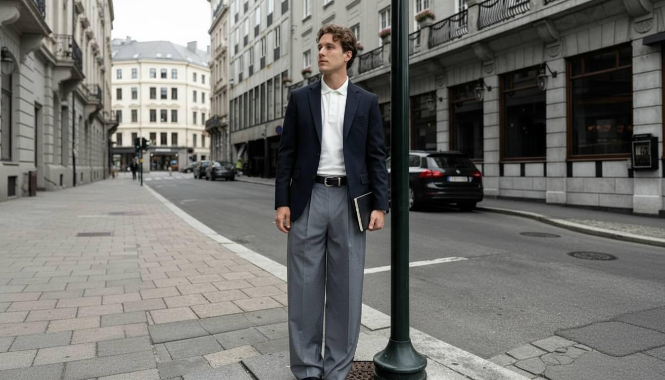 Quần ống suông nam phối blazer lịch sự và hiện đại