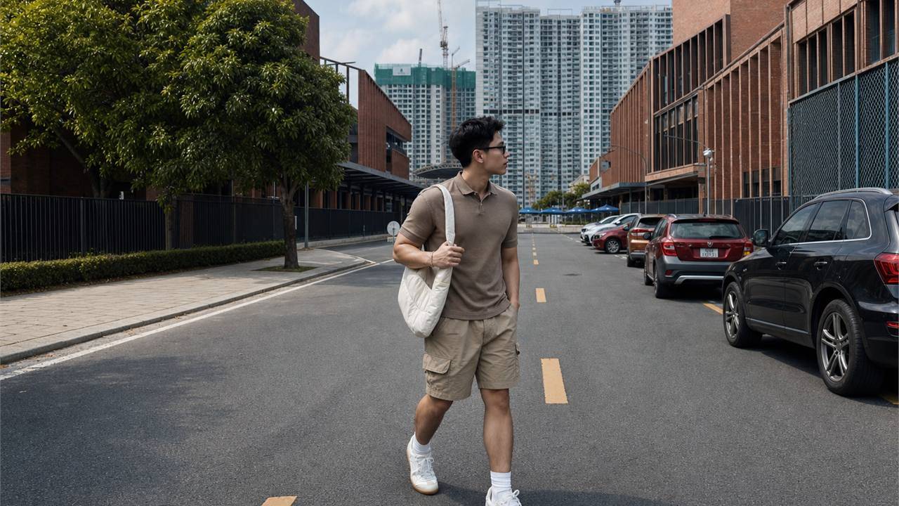 Áo polo phối với quần short chino nam thanh lịch nhẹ