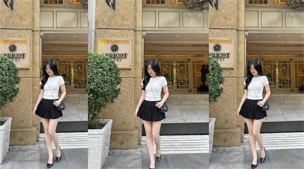 Phối đồ với chân váy chữ A ngắn - baby tee