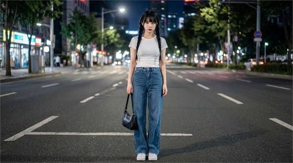 Phối đồ với quần ống suông nữ - baby tee