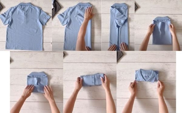 Cách gấp áo thun có cổ