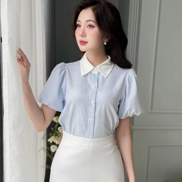 Những kiểu áo sơ mi sang chảnh - Áo sơ mi cổ Đức