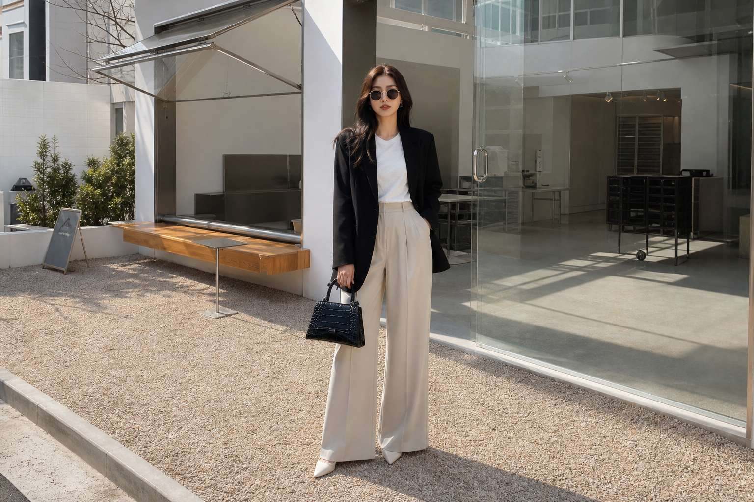 Áo blazer nữ phối cùng item mềm mại để cân bằng outfit