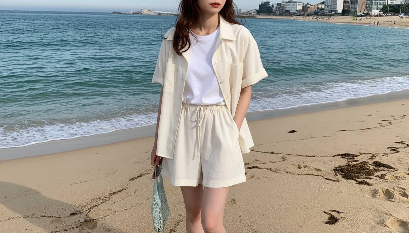 Áo thun tối giản phối sơ mi mặc hờ vai cho outfit đi chơi cuối tuần