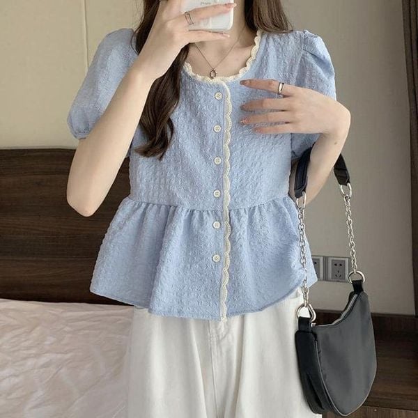 Áo sơ mi tay lỡ Phối với túi xách