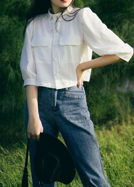 Các kiểu áo sơ mi nữ tay lỡ đẹp - kiểu Hàn Quốc