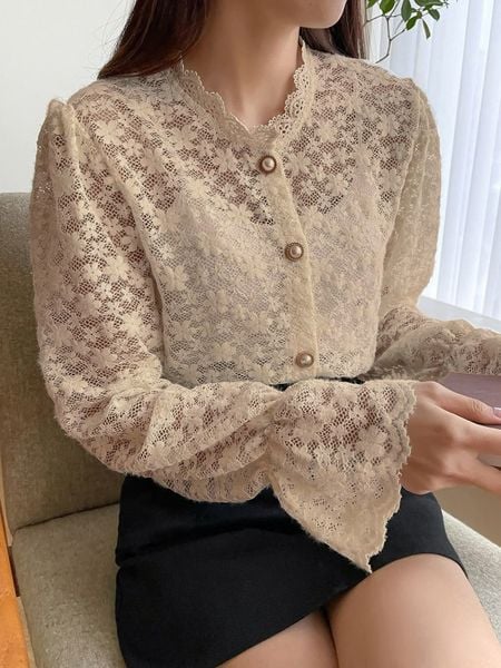 Các mẫu áo sơ mi nữ cách điệu đẹp - Áo sơ mi nữ cách điệu phối ren