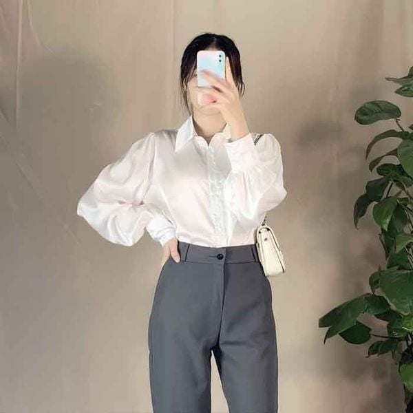 Các mẫu áo sơ mi nữ cách điệu đẹp - Áo sơ mi nữ cách điệu tay bồng