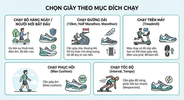 Chọn giày theo mục đích chạy