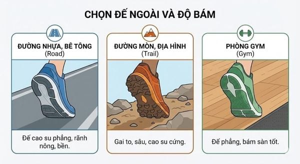 Chọn đế ngoài và độ bám