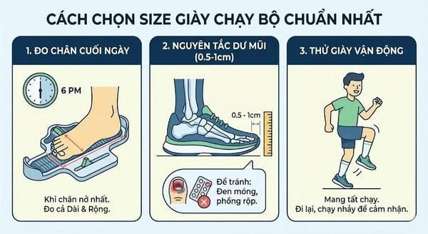 Cách chọn size giày chạy bộ chuẩn nhất