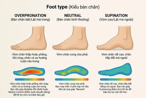 Cách chọn giày thể thao phù hợp - Theo Kiểu bàn chân