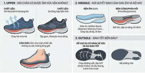 Cách chọn giày thể thao phù hợp - Chọn theo cấu trúc giày