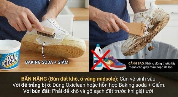 Cách giặt giày thể thao - Vệ sinh Bẩn nặng