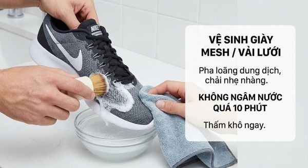 Cách giặt giày thể thao - Vệ sinh Giày Mesh / Vải Lưới