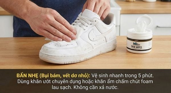 Cách giặt giày thể thao - Vệ sinh Bẩn nhẹ