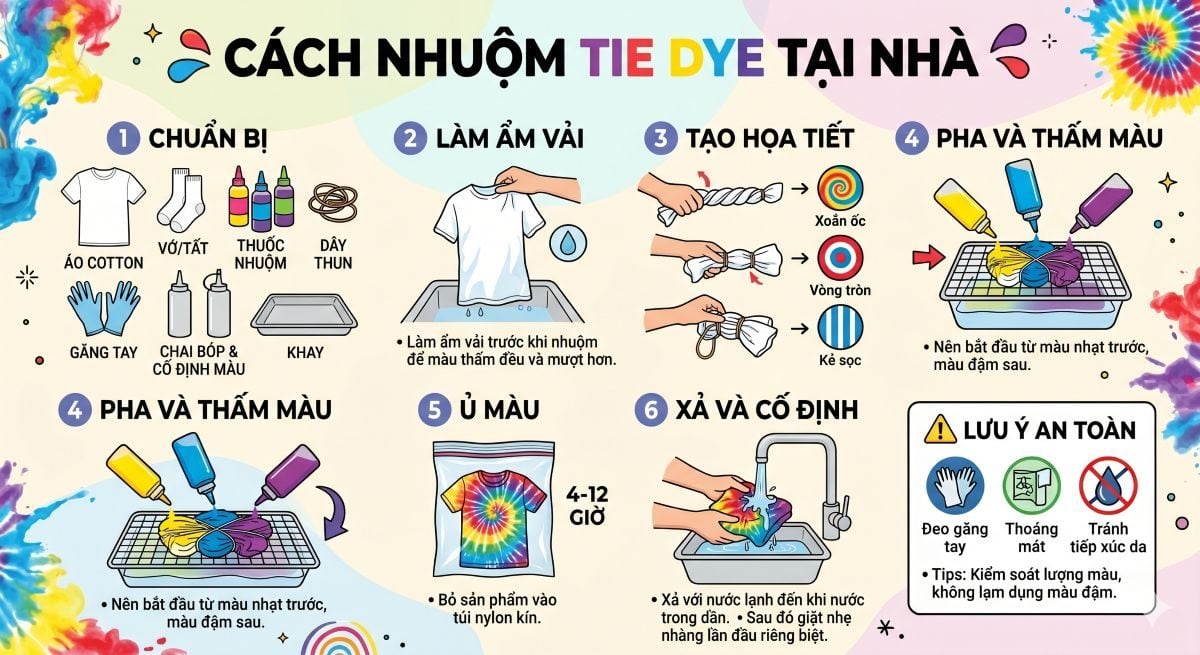 Cách nhuộm tie dye tại nhà