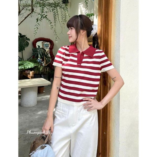 Cắch phối đồ với áo polo nữ - đi kèm quần trơn màu trung tính