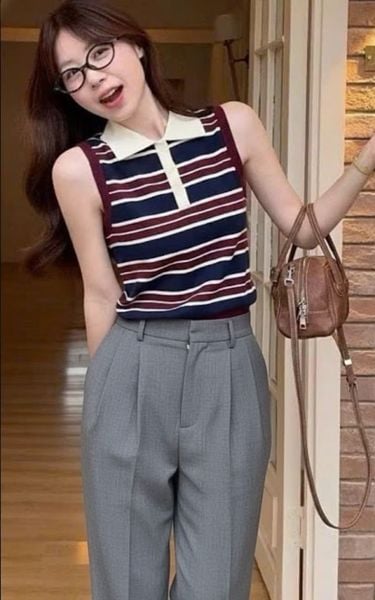 Cắch phối đồ với áo polo nữ - mix cùng quần cạp cao