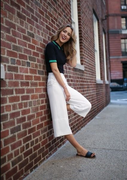 Cắch phối đồ với áo polo nữ - kết hợp cùng quần culottes ống rộng