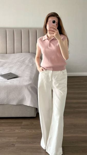 Cắch phối đồ với áo polo nữ - đi cùng quần tây ống đứng