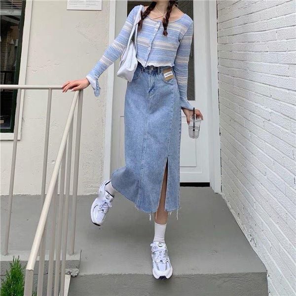 Chân váy jean dài cho từng dáng người