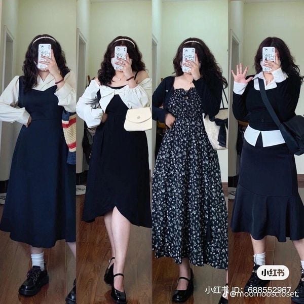 Chubby girl với Đầm suông kèm thắt lưng nhỏ