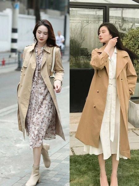 Đồ tết 2026 - trench coat phối váy liền
