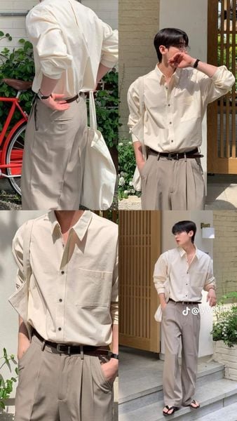 Đồ tết 2026 - sơ mi trắng phối quần âu