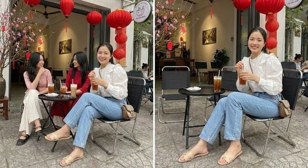 Đồ tết 2026 - áo kiểu tay phồng phối jeans ống đứng