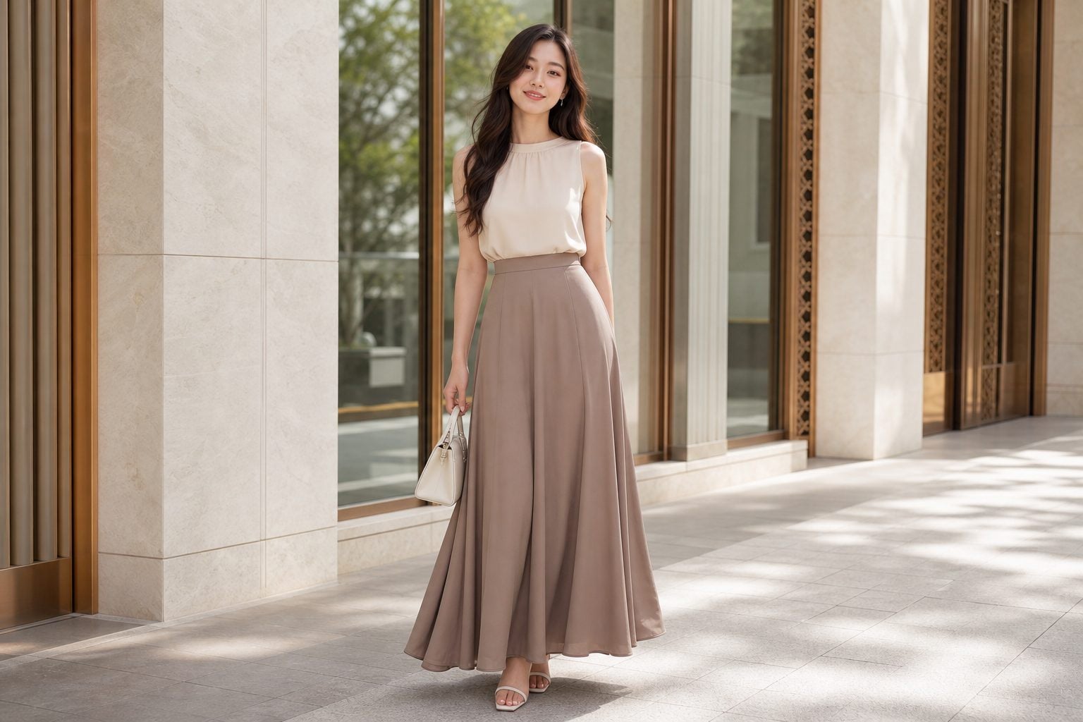 Chọn đầm maxi đi biển theo vai eo và độ dài váy