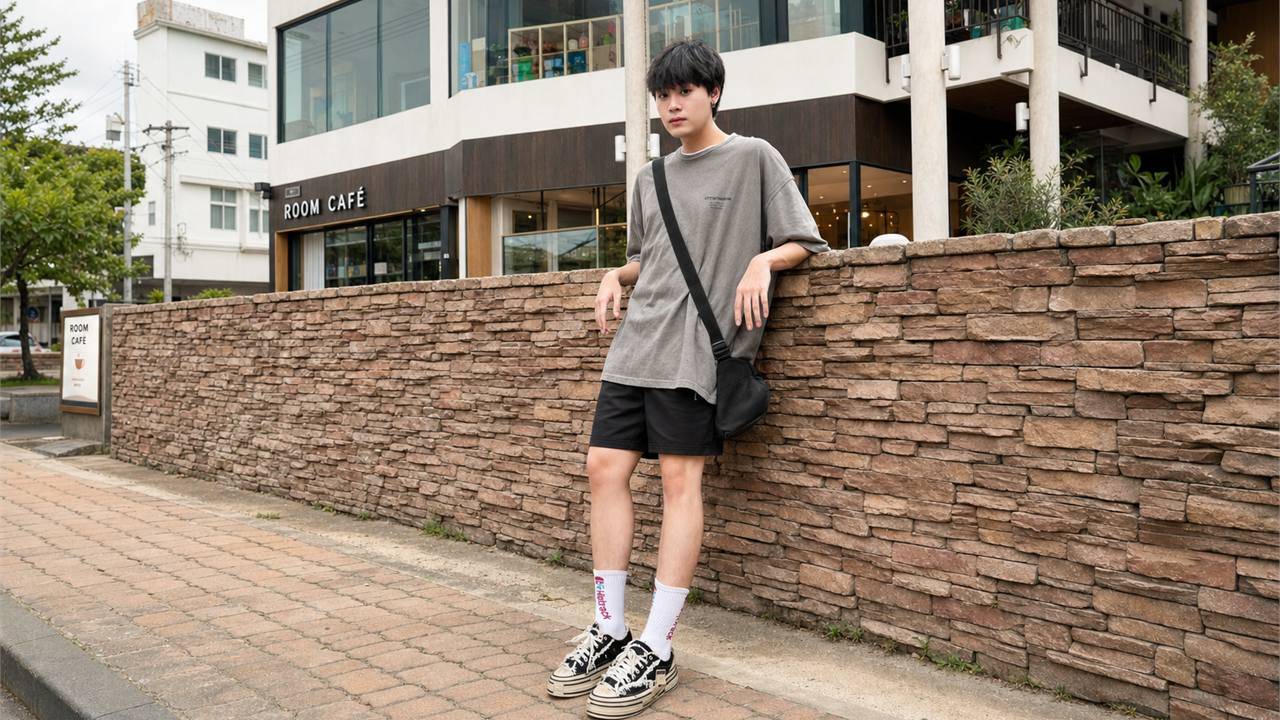 Áo dài tay mỏng hoặc hoodie nhẹ phối với quần short nam