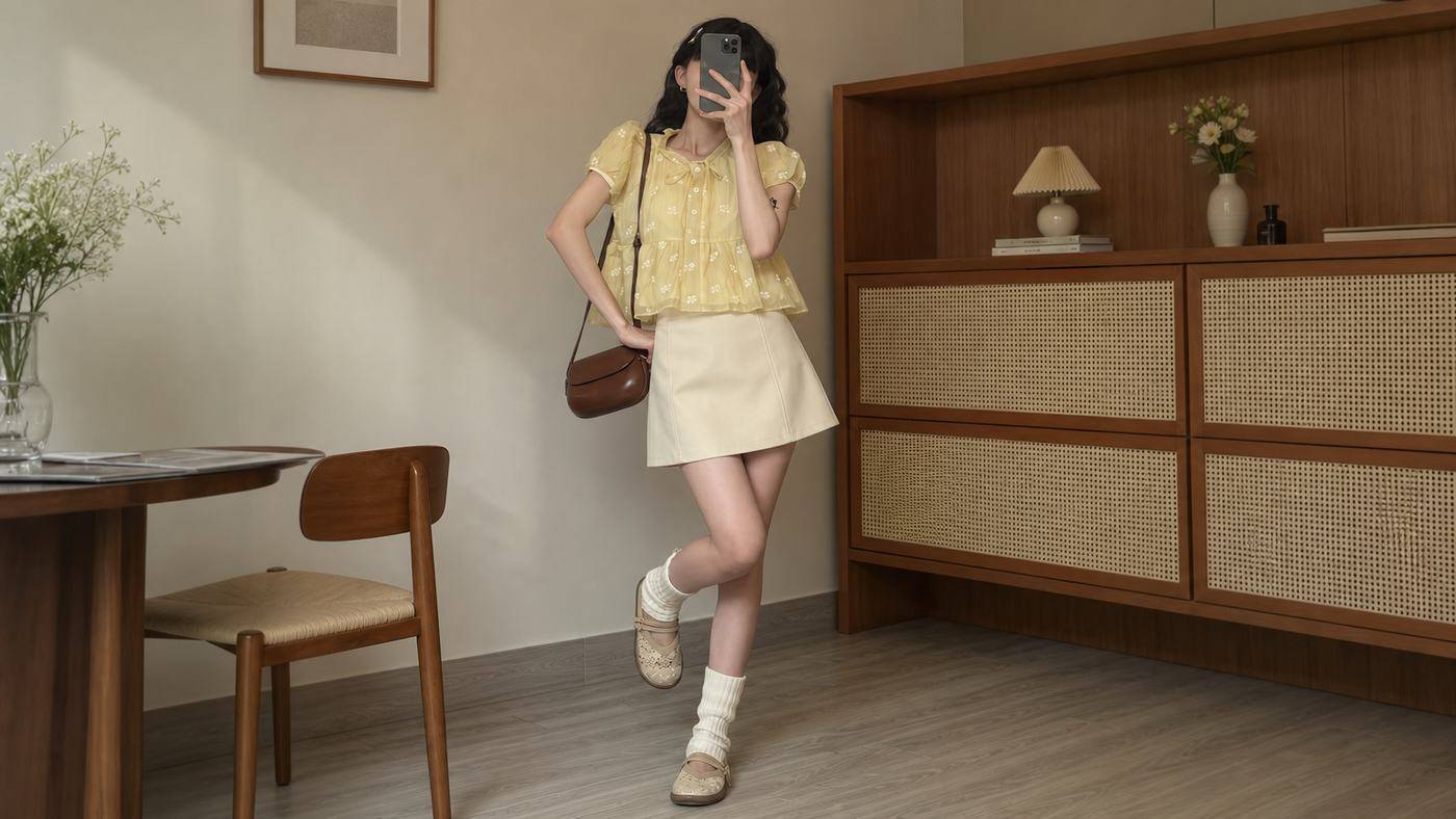 Phối đồ công sở với blouse mềm và chân váy chữ A nữ tính