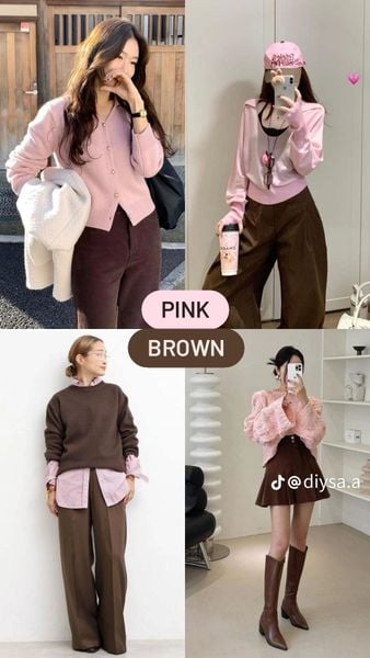 Màu nâu phối với màu gì - hồng phấn hoặc hồng đất