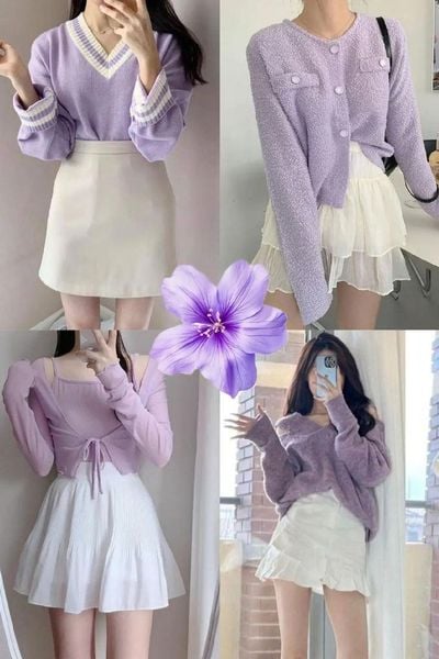 Màu tím phối với màu gì - trắng hoặc kem