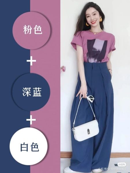 Màu tím phối với màu gì - xanh navy
