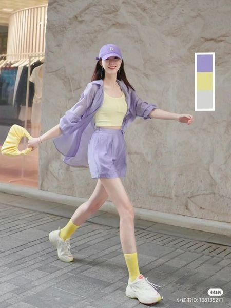 Màu tím phối với màu gì - be