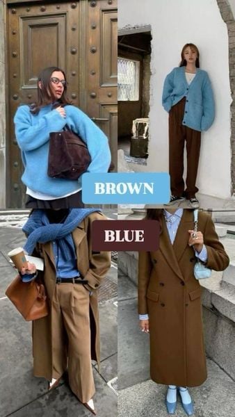 Xanh dương phối với màu gì - nâu