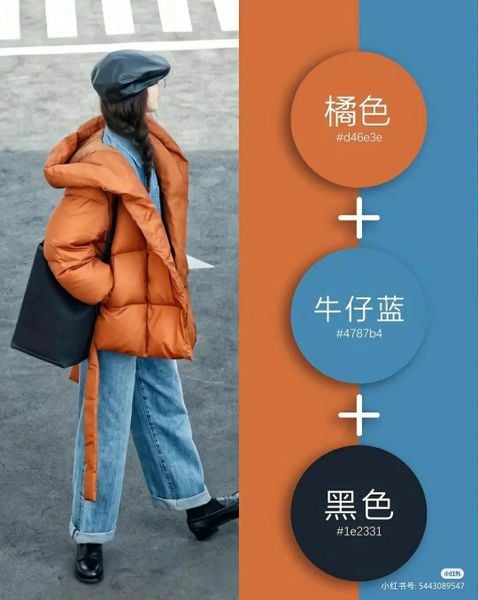 Xanh dương phối với màu gì - cam đất